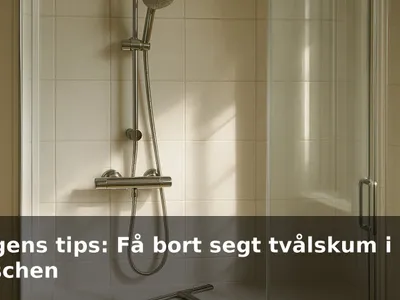 Nyskurade glasdörrar i duschen som blänker, utan vit slöja.