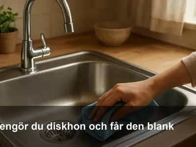 Nypolerad rostfri diskho som glänser, avtorkad med en microfiberduk.