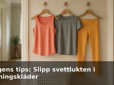 Träningskläder som hänger och luftas över en öppen, luftig tvättkorg.